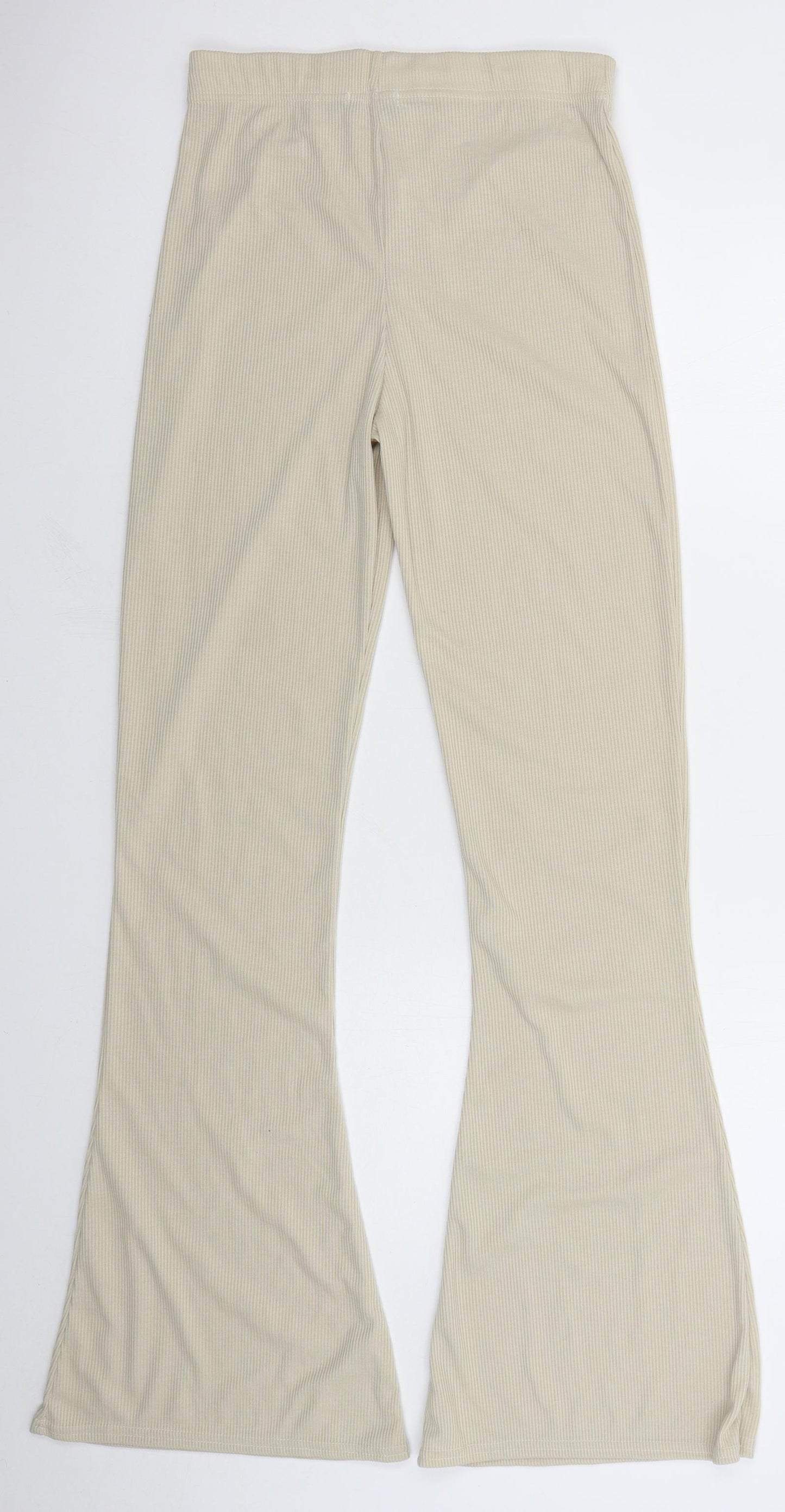 PRETTYLITTLETHING Womens Beige  Polyester Trousers  Size 12 L26 in Regular
