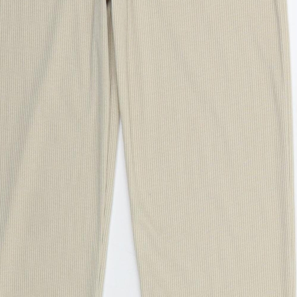 PRETTYLITTLETHING Womens Beige  Polyester Trousers  Size 12 L26 in Regular