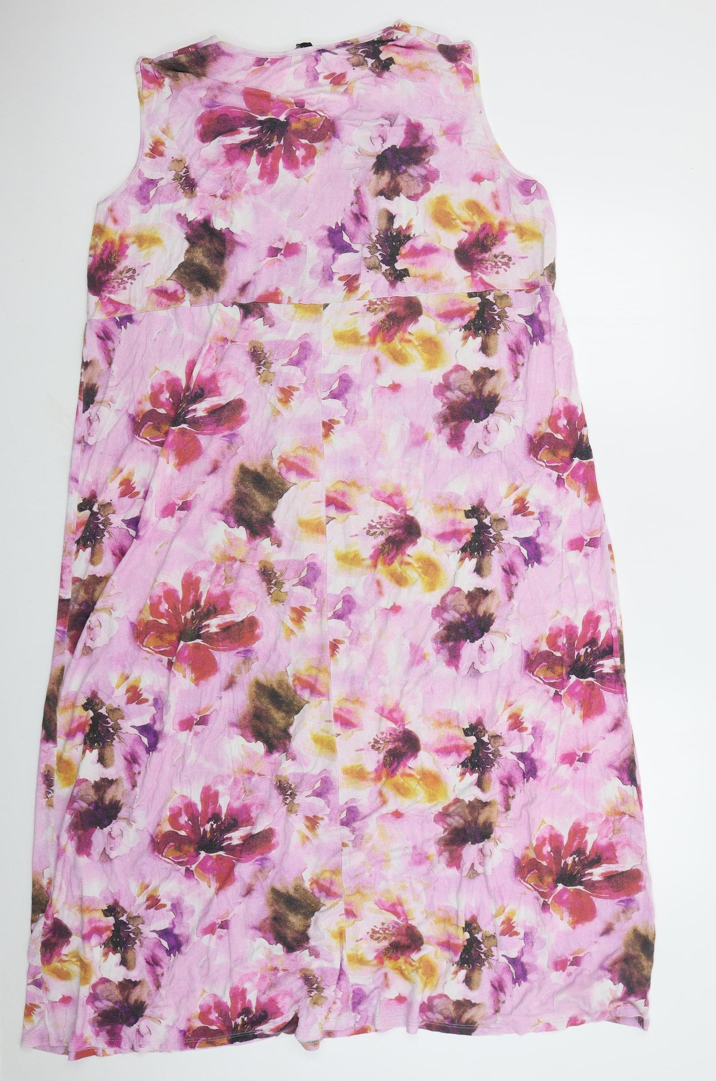 M&Co Womens Pink Floral Viscose A-Line  Size 24  V-Neck Pullover