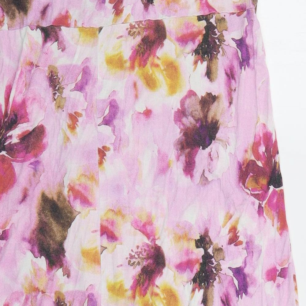 M&Co Womens Pink Floral Viscose A-Line  Size 24  V-Neck Pullover