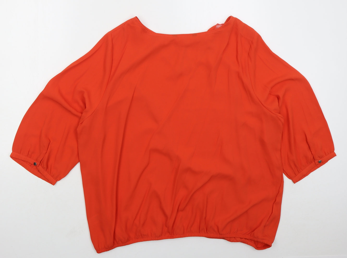 Preworn Womens Red  Polyester Basic Blouse Size 24 Boat Neck