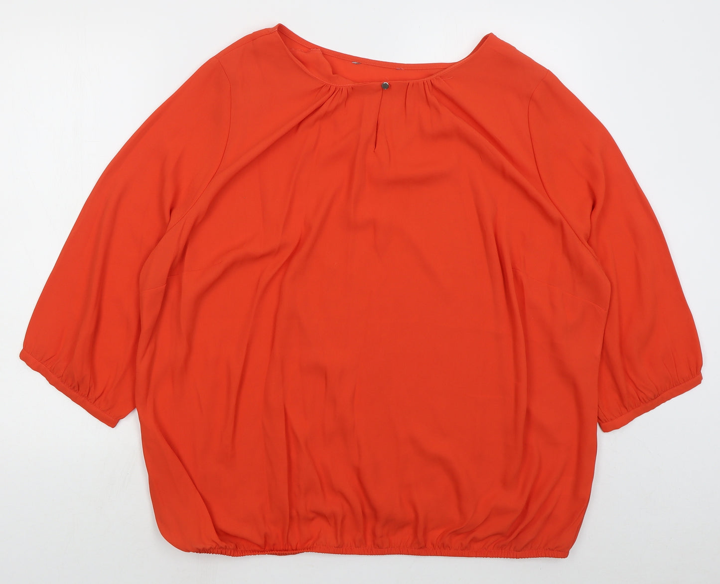 Preworn Womens Red  Polyester Basic Blouse Size 24 Boat Neck