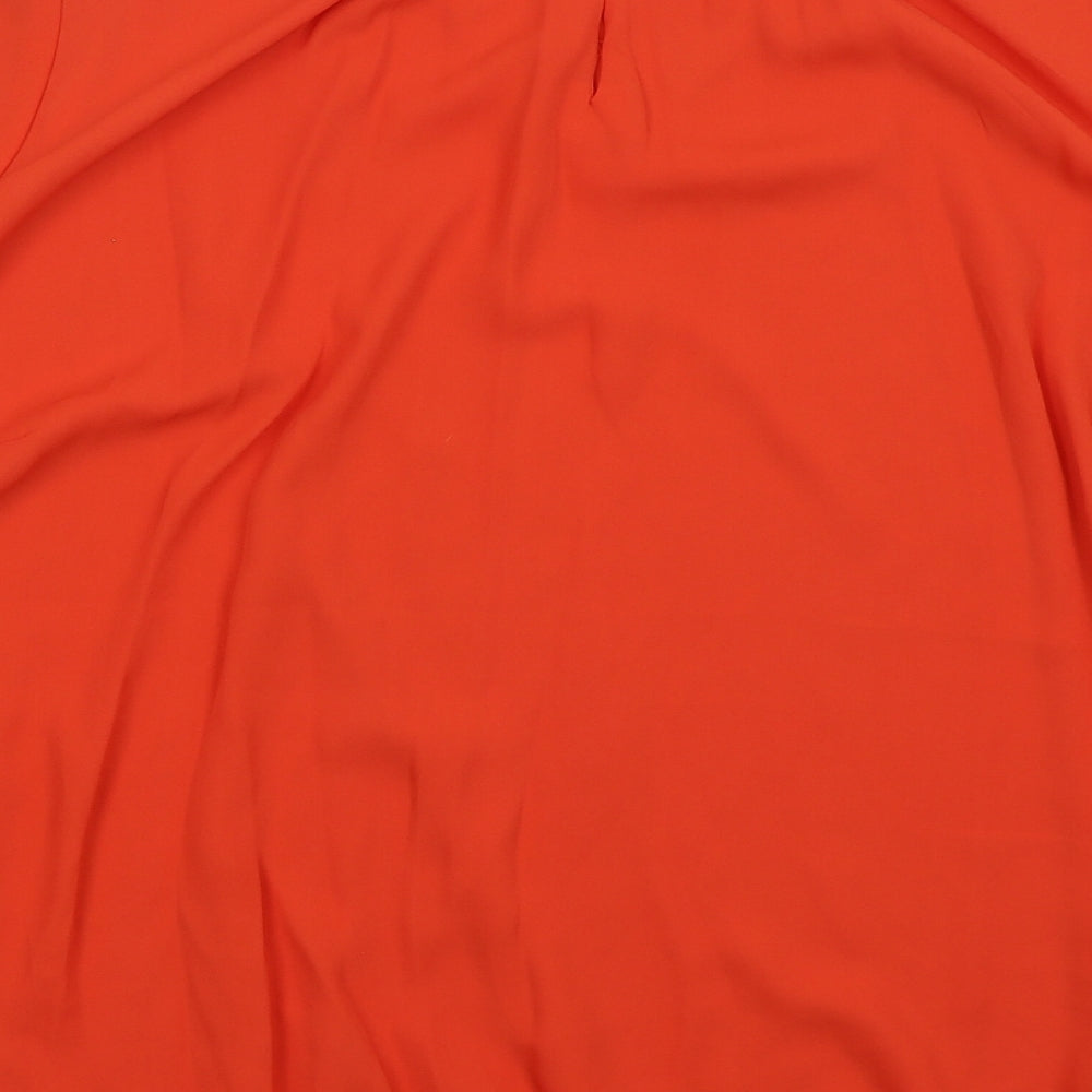 Preworn Womens Red  Polyester Basic Blouse Size 24 Boat Neck