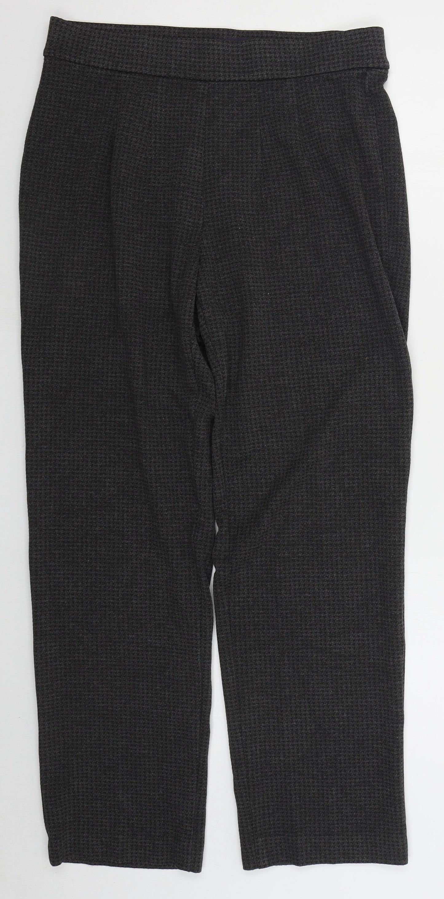 Marks and Spencer Womens Grey Herringbone Viscose Trousers  Size 12 L29 in Regular