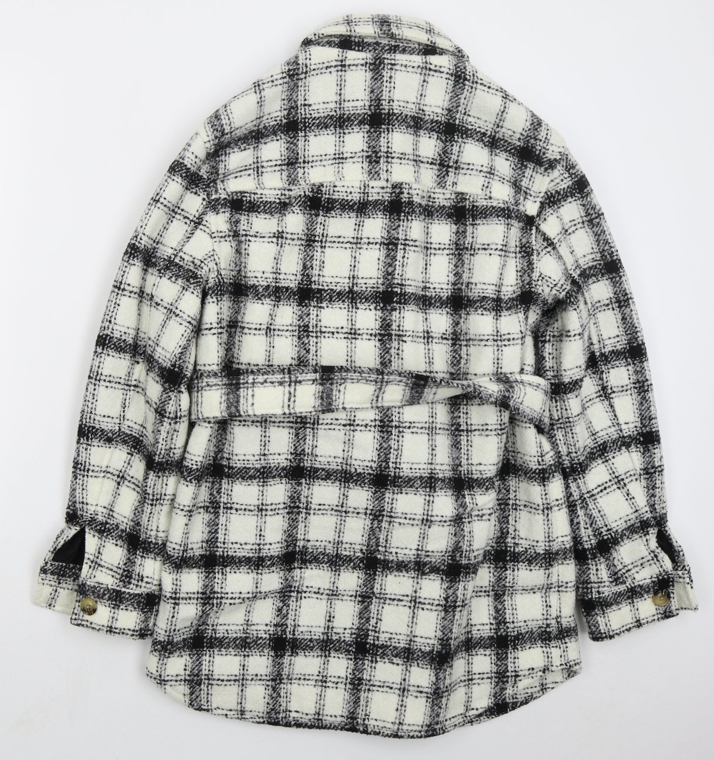 Marks and Spencer Womens Ivory Check  Pea Coat Coat Size 8  Button