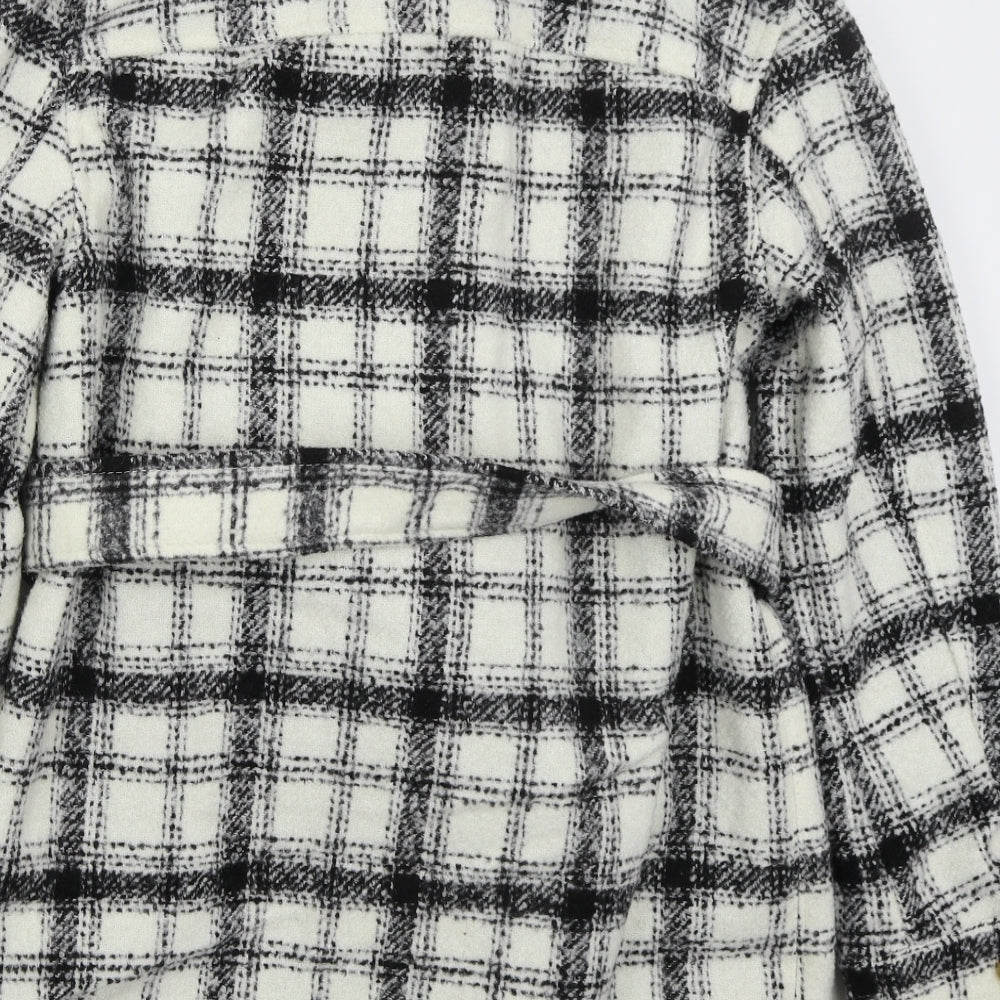 Marks and Spencer Womens Ivory Check  Pea Coat Coat Size 8  Button