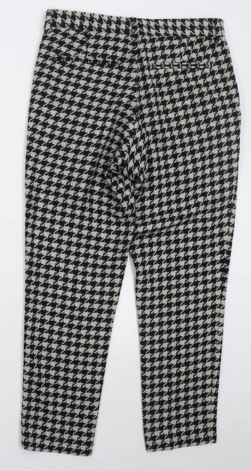 ASOS Mens Black Houndstooth Polyester Trousers  Size 30 L27 in Regular Hook & Eye