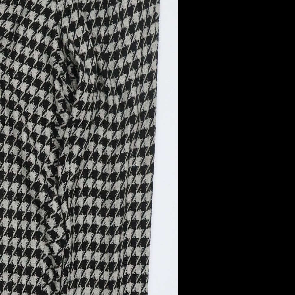 ASOS Mens Black Houndstooth Polyester Trousers  Size 30 L27 in Regular Hook & Eye