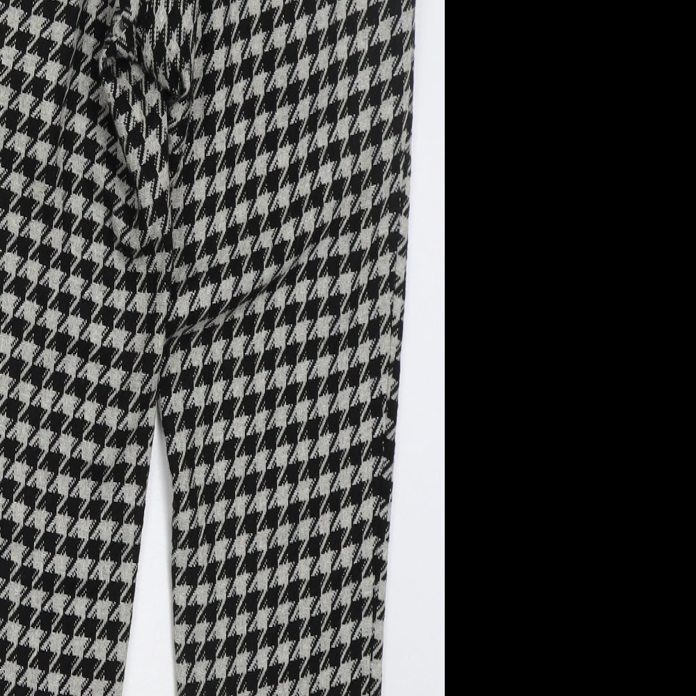 ASOS Mens Black Houndstooth Polyester Trousers  Size 30 L27 in Regular Hook & Eye