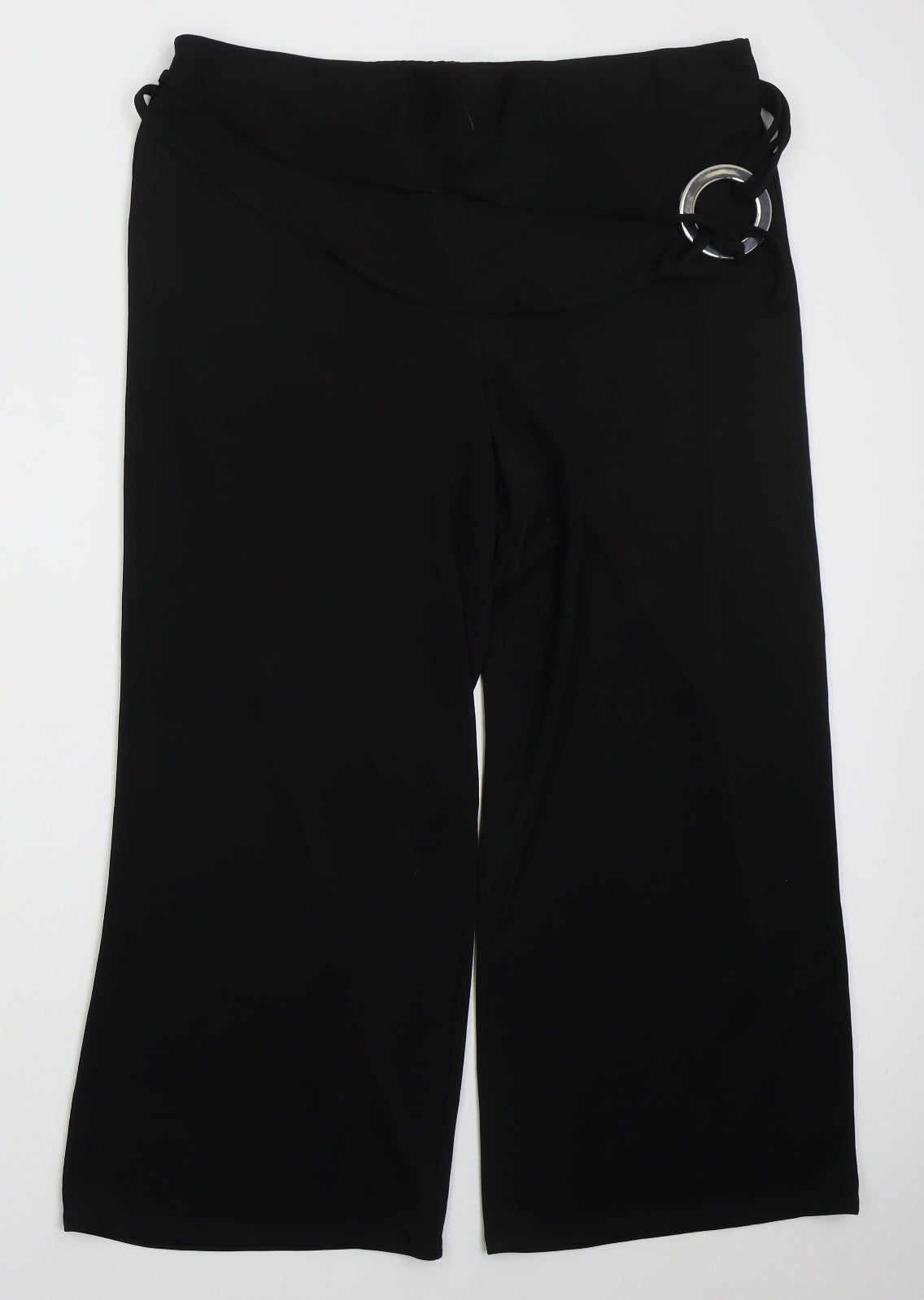 Yours Womens Black  Polyester Trousers  Size 20 L26 in Regular