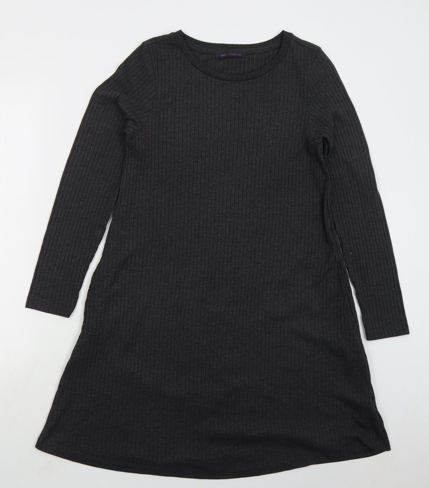 Marks and Spencer Womens Grey  Polyester Jumper Dress  Size 12  Round Neck Pullover