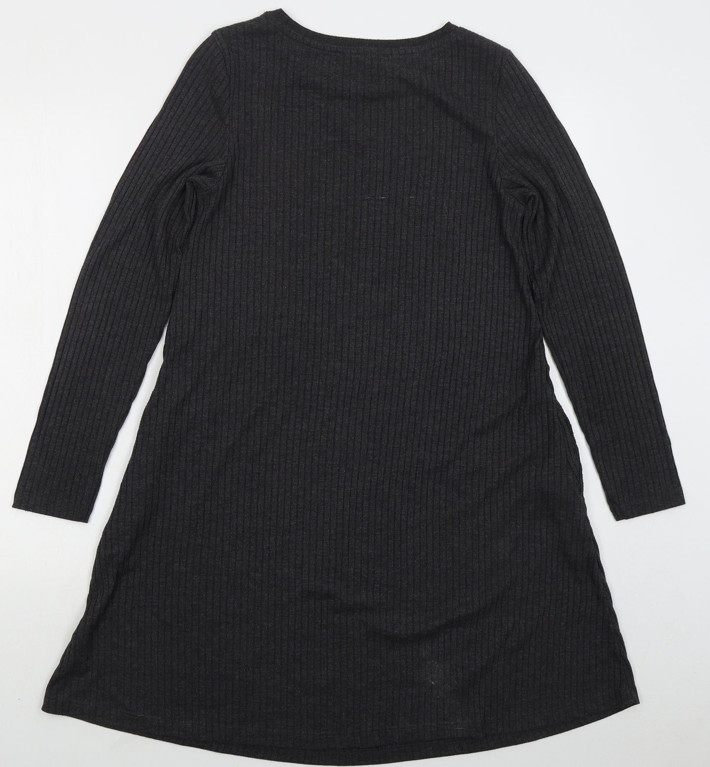 Marks and Spencer Womens Grey  Polyester Jumper Dress  Size 12  Round Neck Pullover