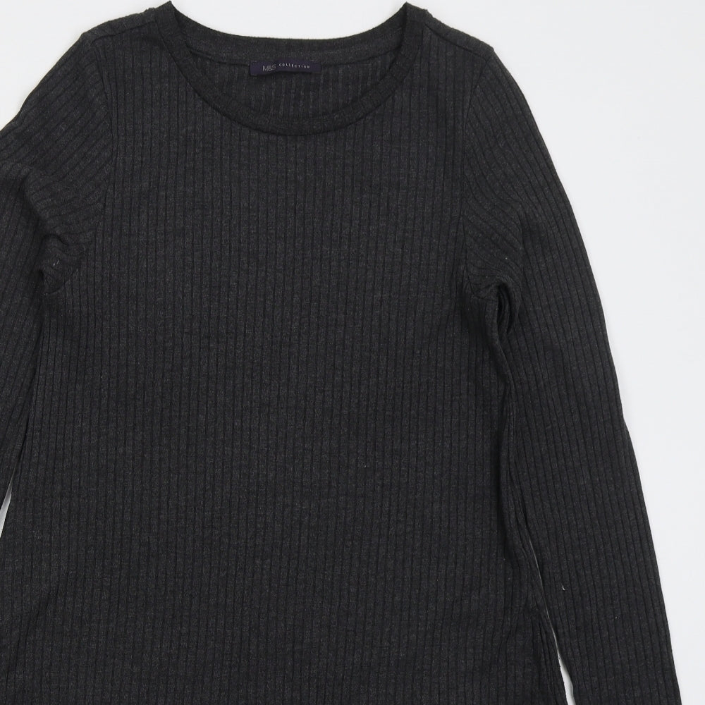 Marks and Spencer Womens Grey  Polyester Jumper Dress  Size 12  Round Neck Pullover