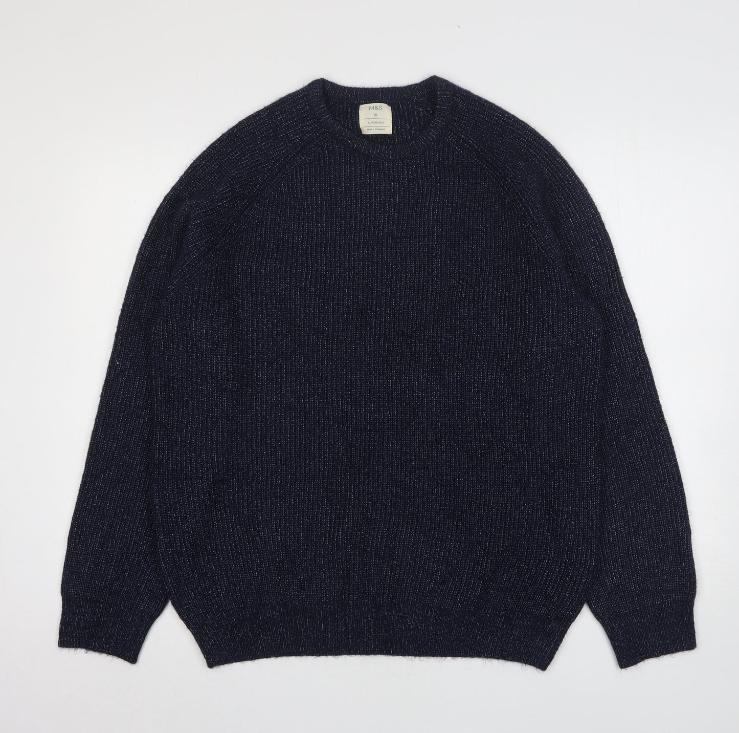 Marks and Spencer Mens Blue Round Neck  Polyamide Pullover Jumper Size XL
