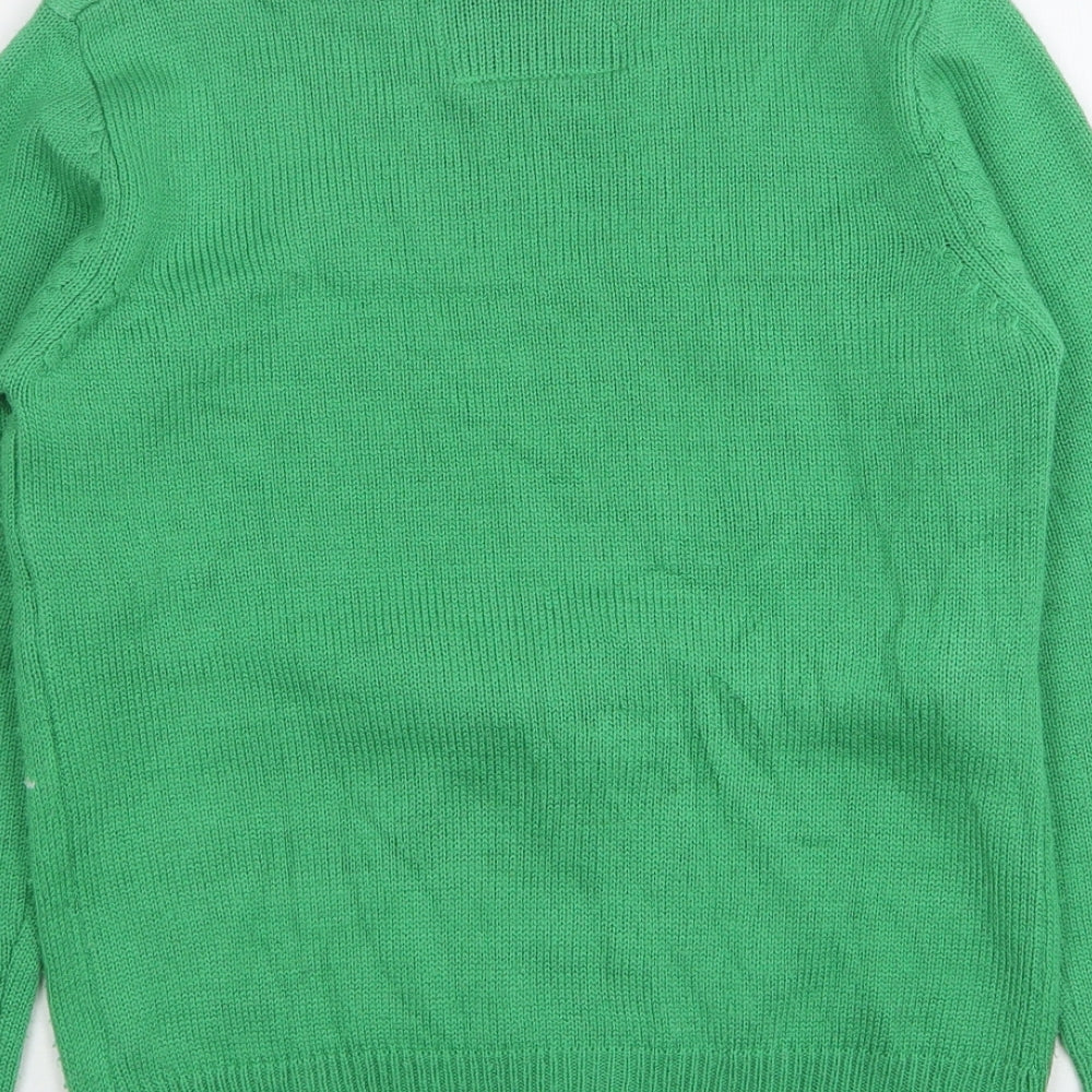Rebel Boys Green Round Neck  Acrylic Pullover Jumper Size 10-11 Years   - Christmas