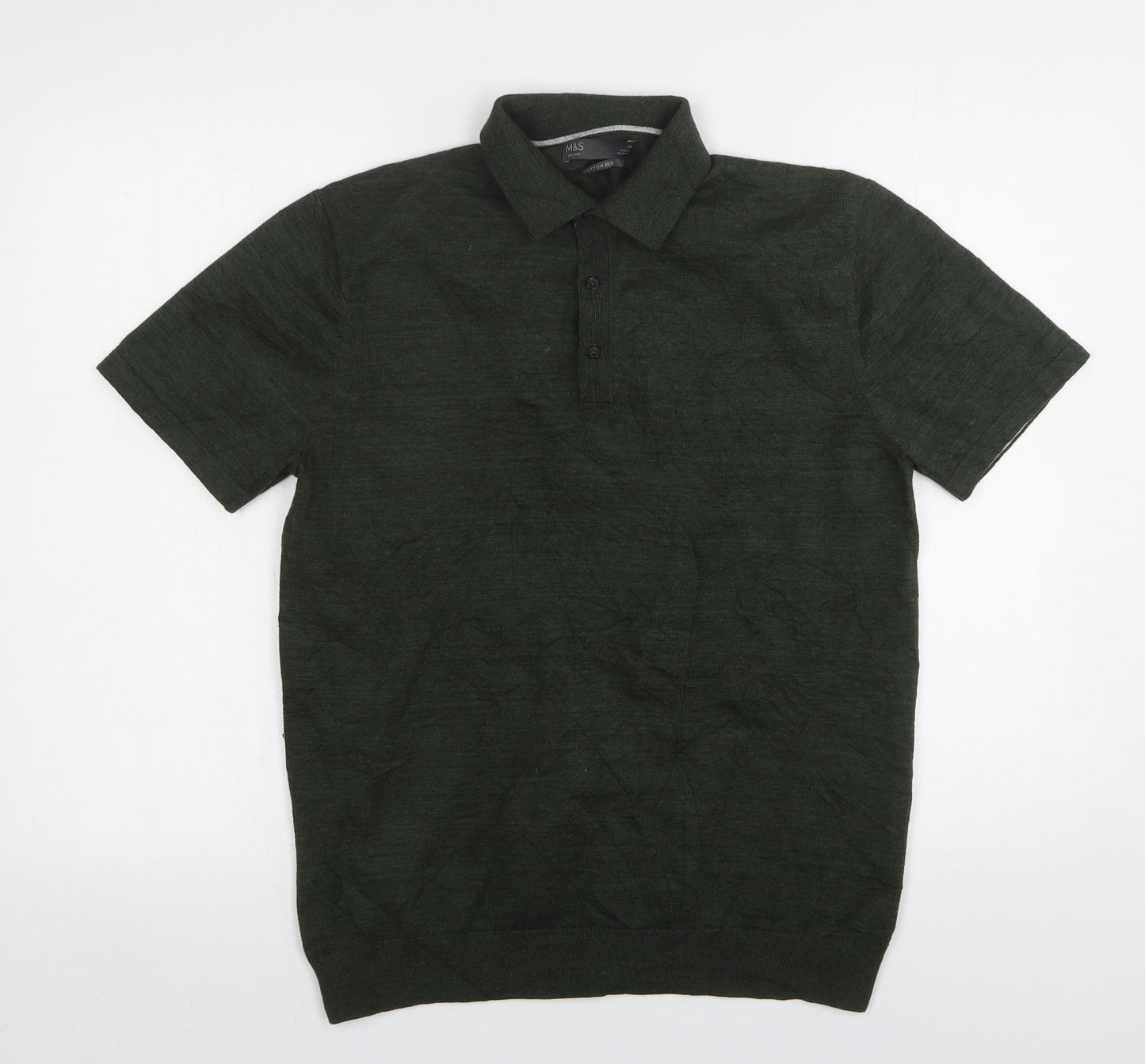 Marks and Spencer Mens Green  Cotton  Polo Size M Collared