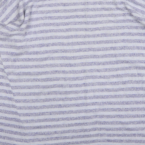 Retrology Womens Blue Round Neck Striped Rayon Pullover Jumper Size L