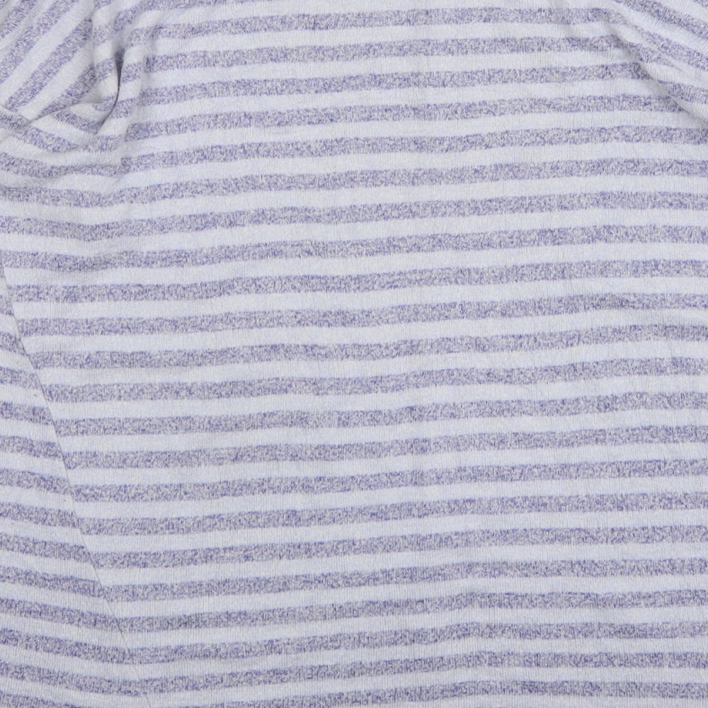 Retrology Womens Blue Round Neck Striped Rayon Pullover Jumper Size L