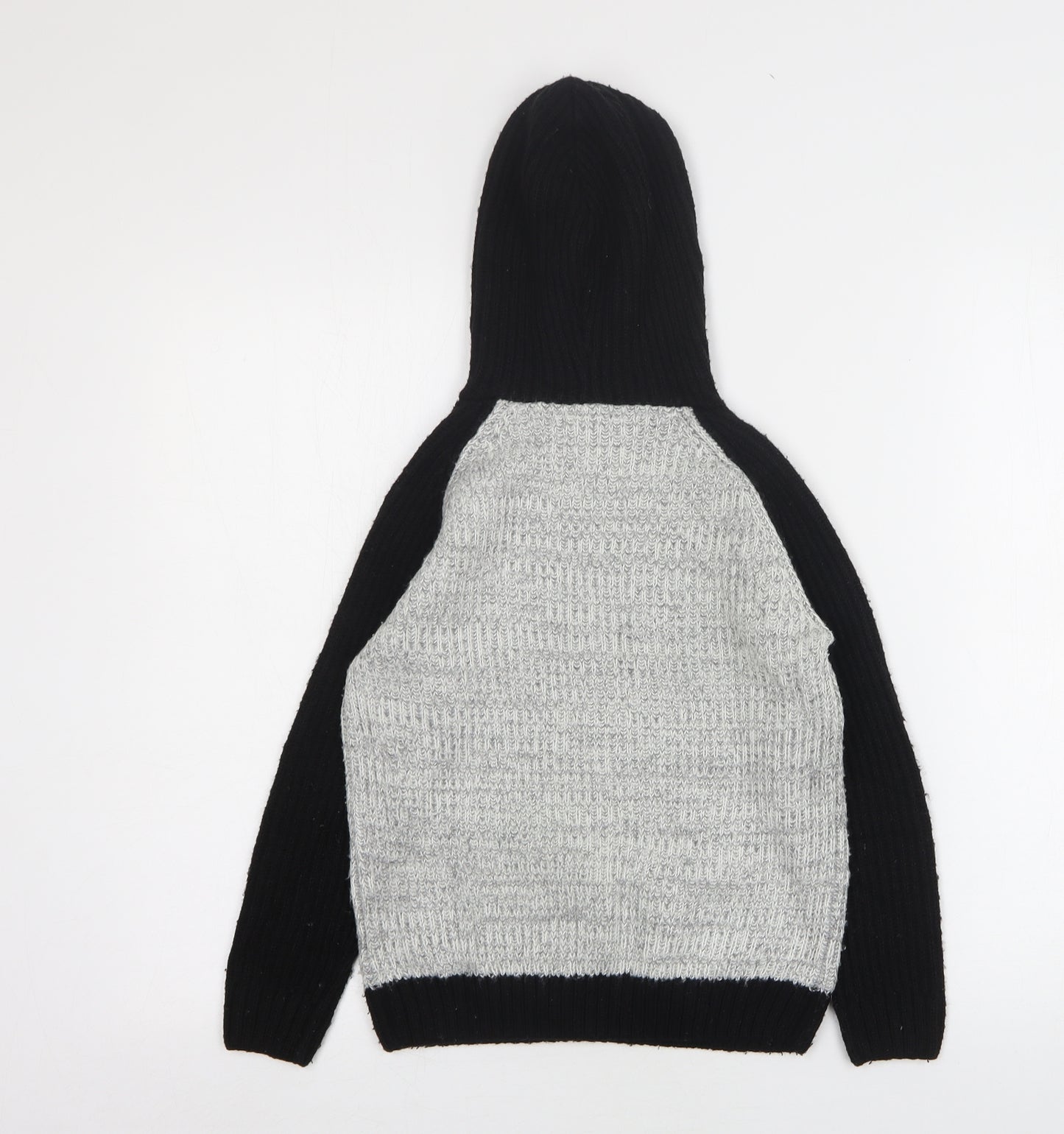 Matalan Boys Grey  Acrylic Pullover Hoodie Size 9 Years