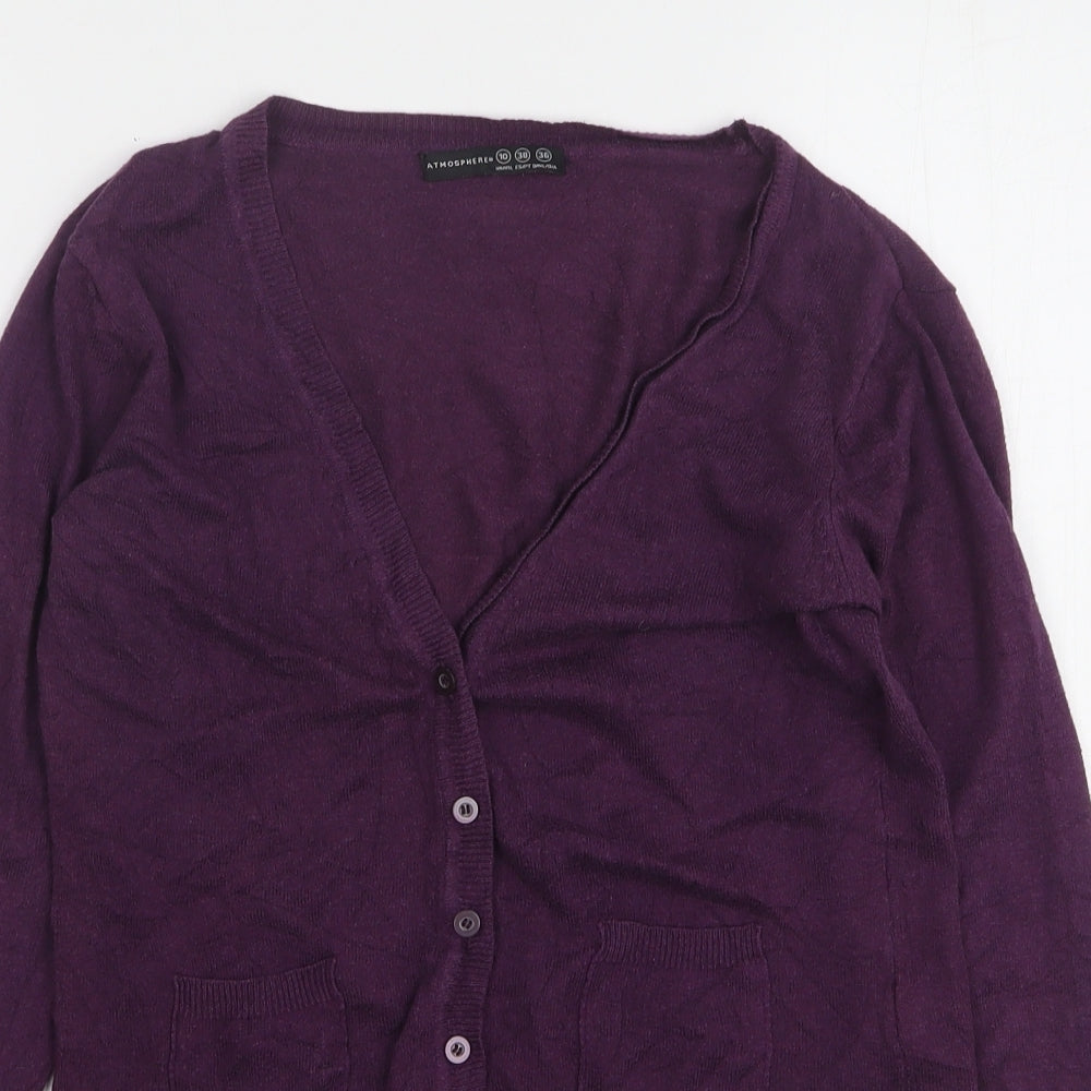 Atmosphere Womens Purple V-Neck  Viscose Cardigan Jumper Size 10