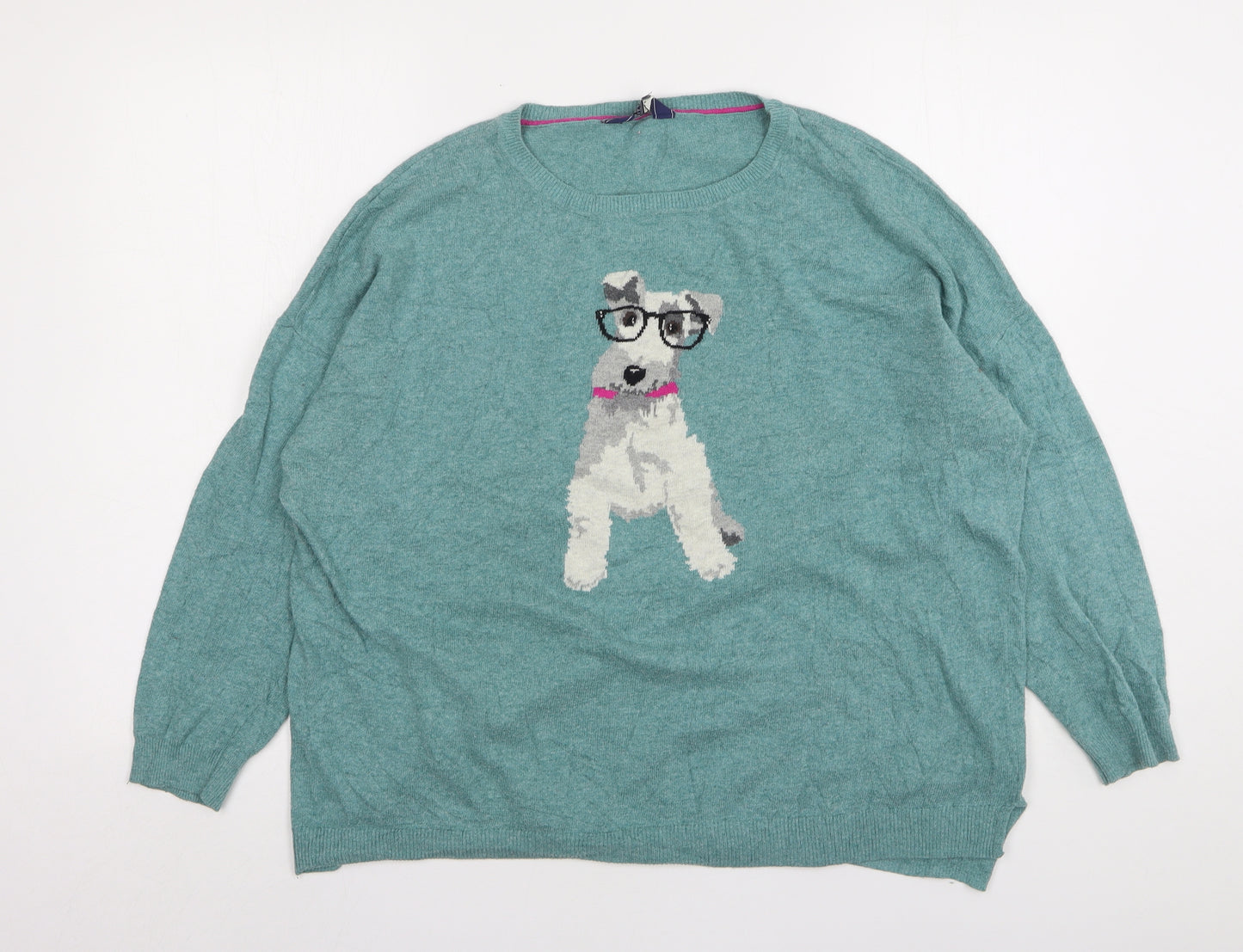 Joules Womens Green Round Neck  Cotton Pullover Jumper Size 14