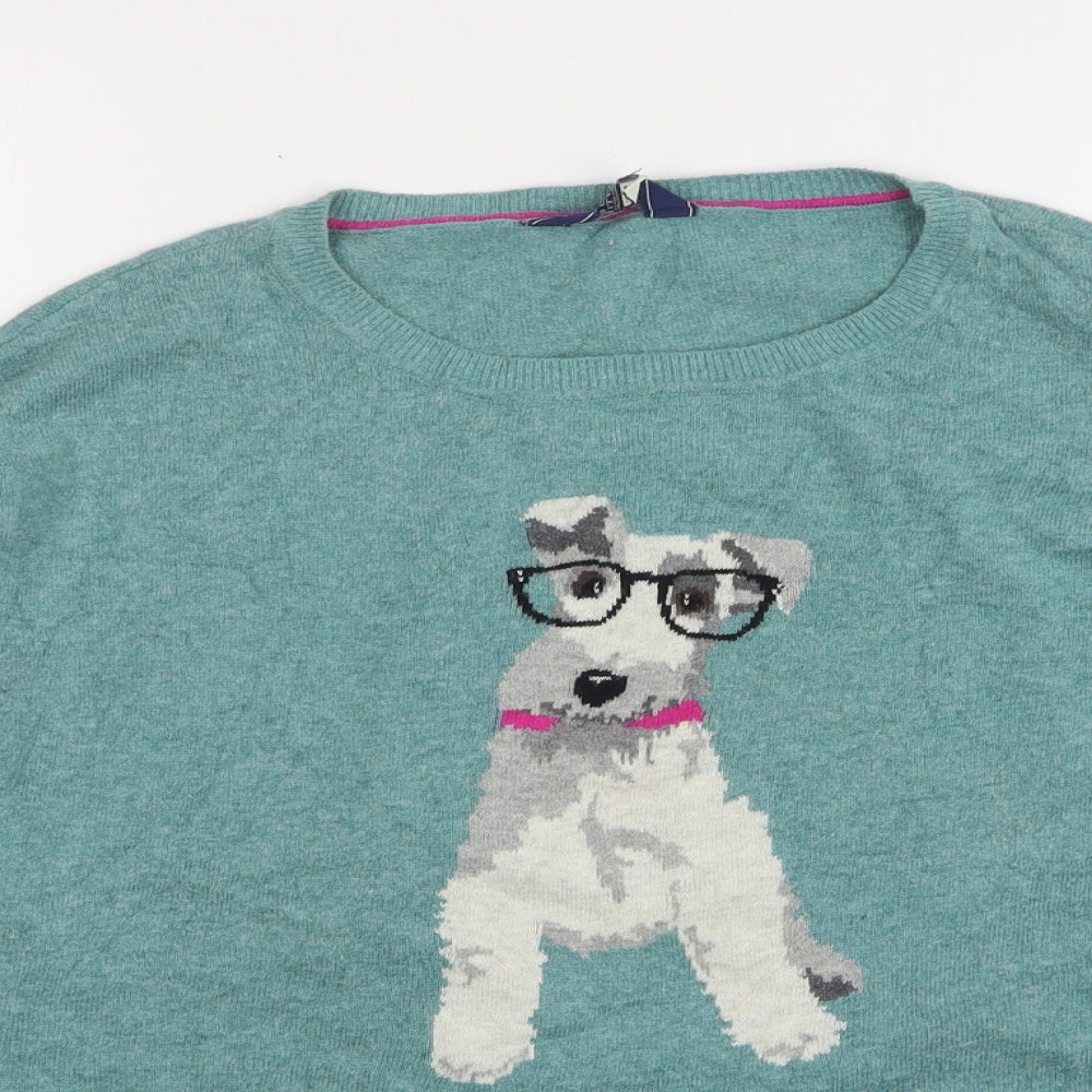 Joules Womens Green Round Neck  Cotton Pullover Jumper Size 14