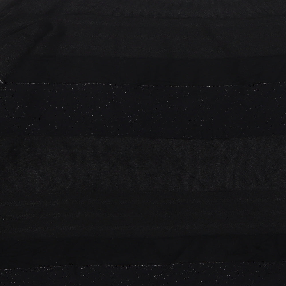 NEXT Womens Black Round Neck Striped Viscose Pullover Jumper Size 12