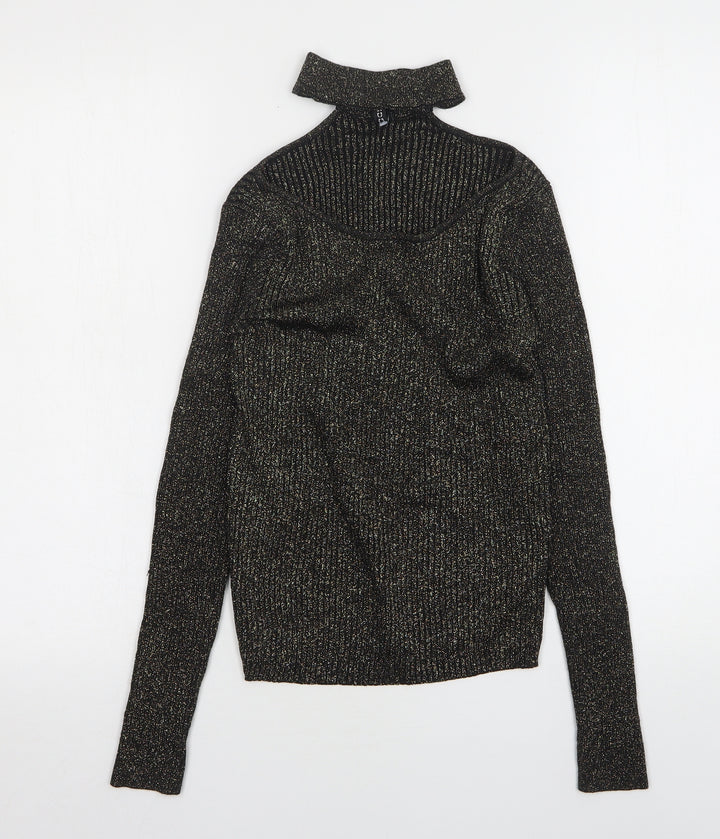 H&M Womens Multicoloured Round Neck  Viscose Pullover Jumper Size M