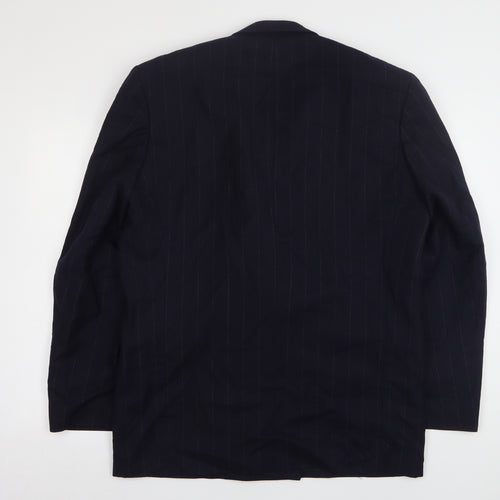 George Mens Blue Striped Polyester Jacket Suit Jacket Size 42