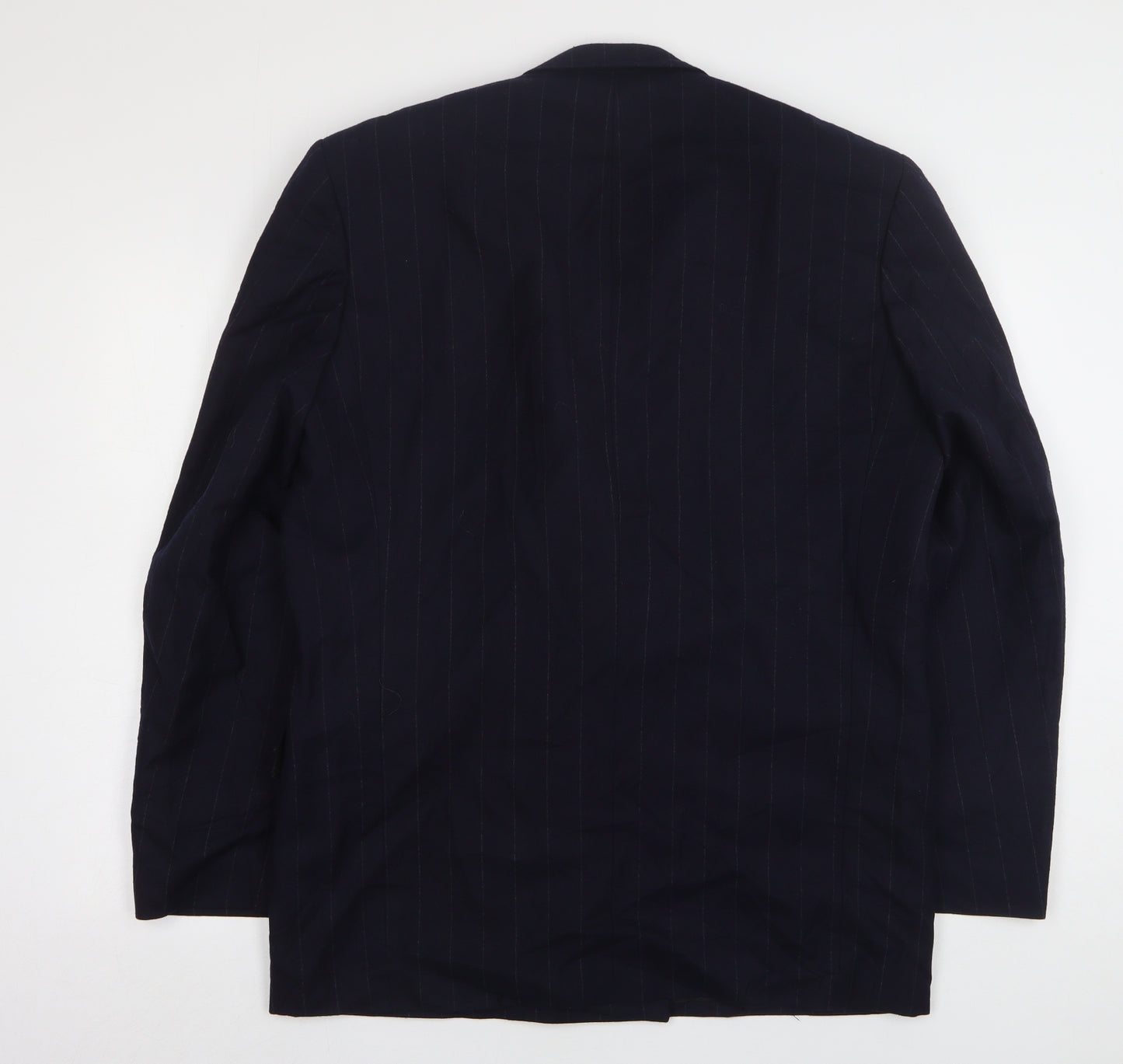 George Mens Blue Striped Polyester Jacket Suit Jacket Size 42