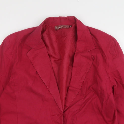 Colourways Womens Pink  Linen Jacket Suit Jacket Size 14
