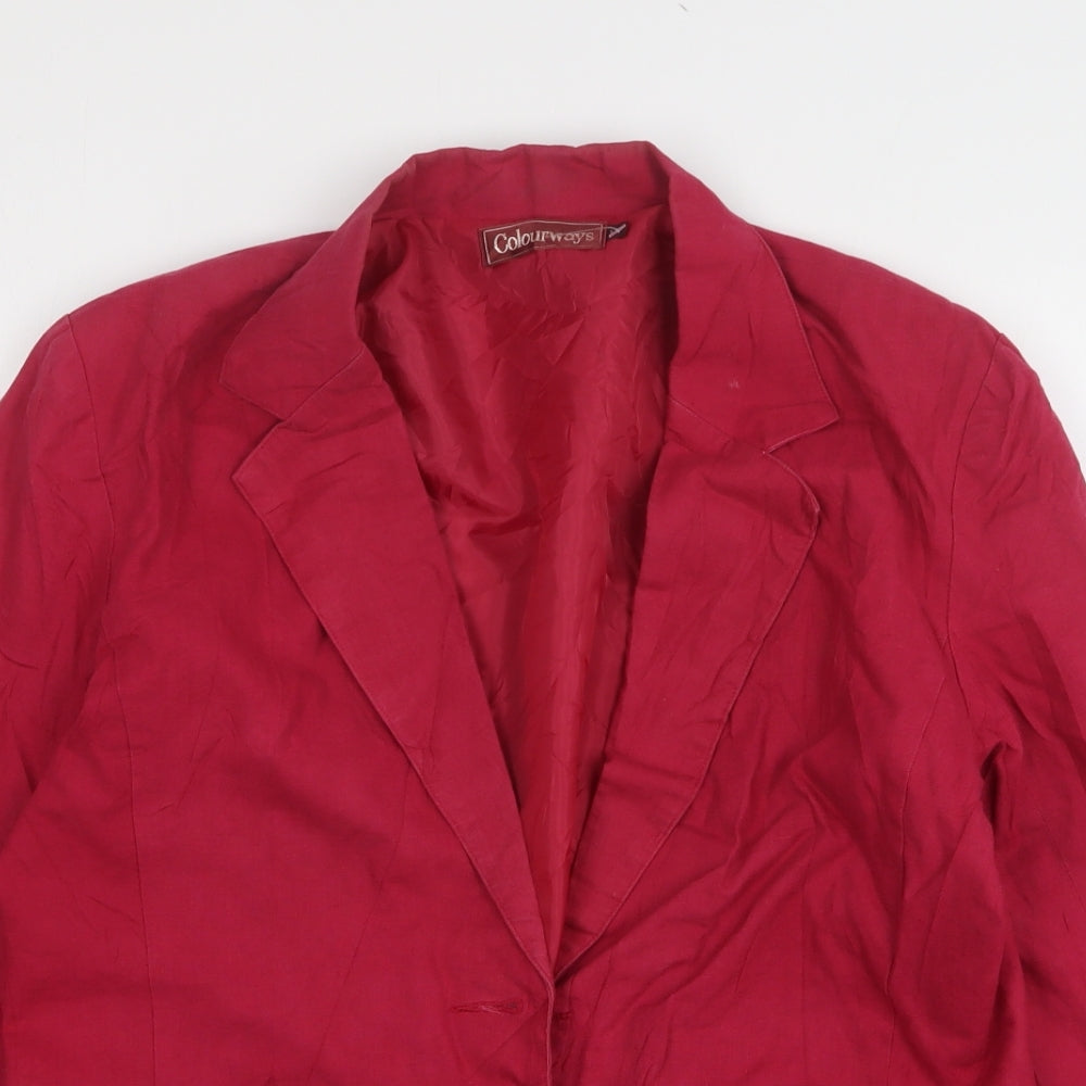 Colourways Womens Pink  Linen Jacket Suit Jacket Size 14