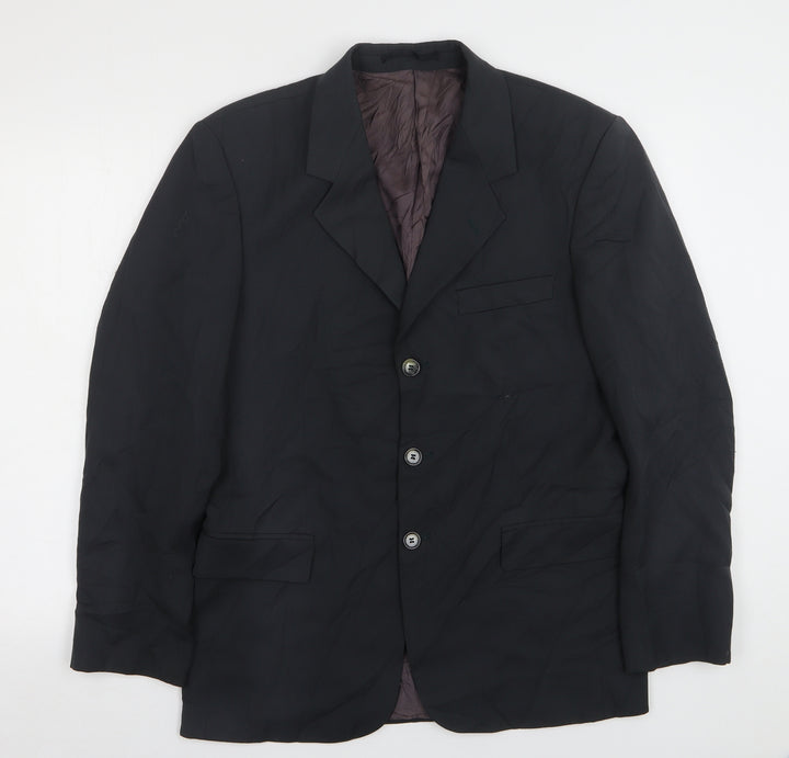 A.W. Trench Mens Black  Wool Jacket Suit Jacket Size 36
