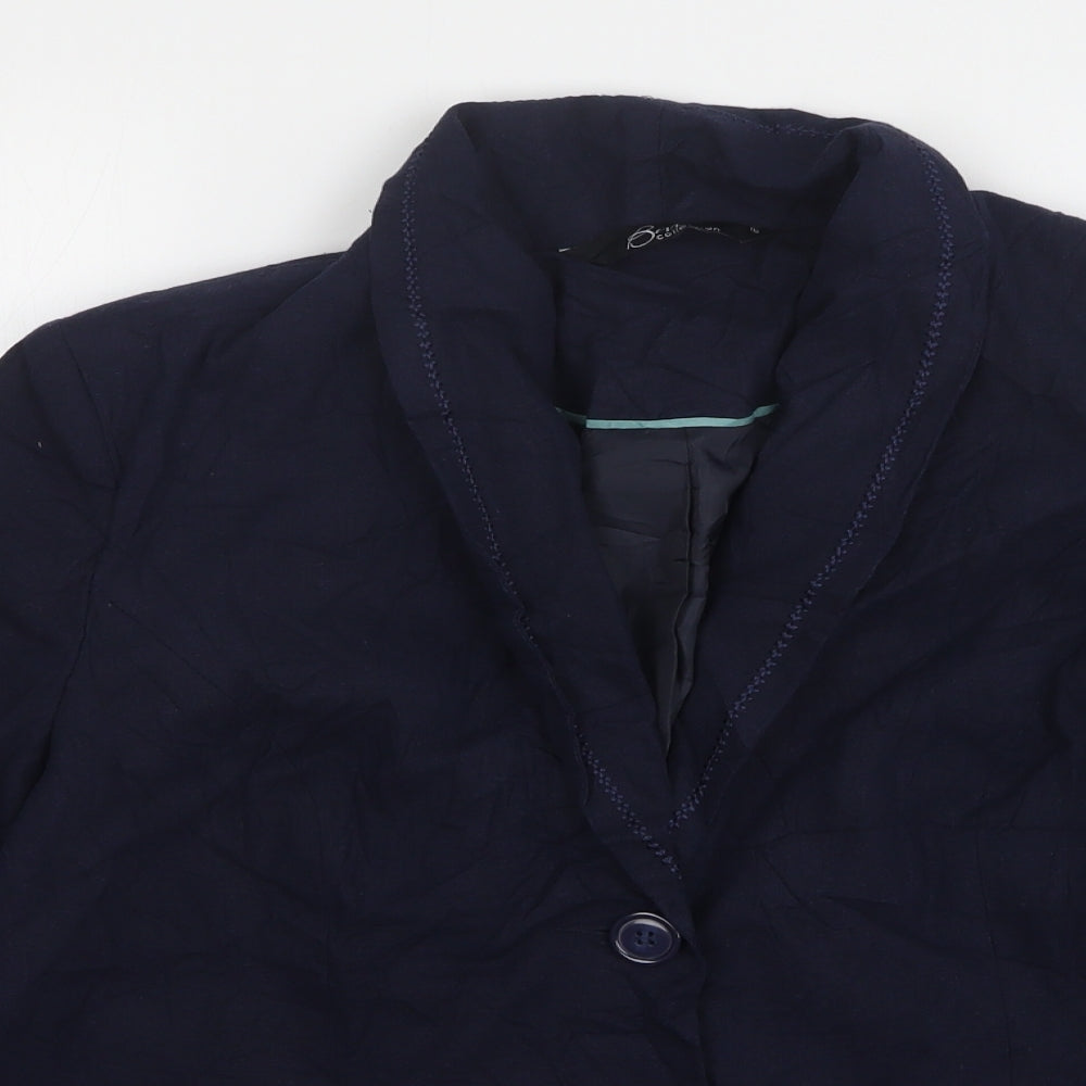 Bonmarché Womens Blue  Linen Jacket Suit Jacket Size 16