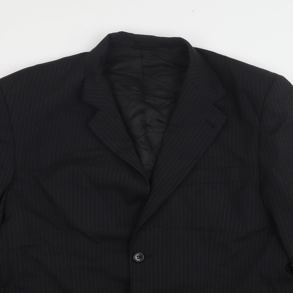 Skopes Mens Black Striped Wool Jacket Suit Jacket Size 40