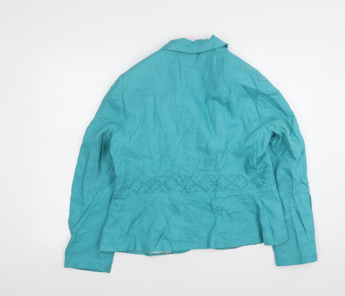 Per Una  Womens Green Floral Linen Jacket Blazer Size 16