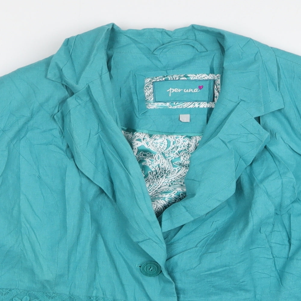 Per Una  Womens Green Floral Linen Jacket Blazer Size 16