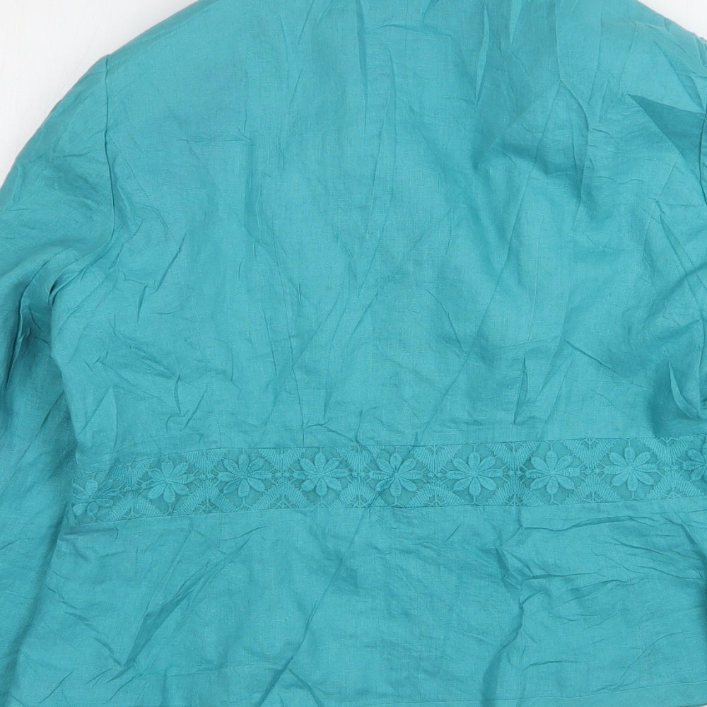 Per Una  Womens Green Floral Linen Jacket Blazer Size 16