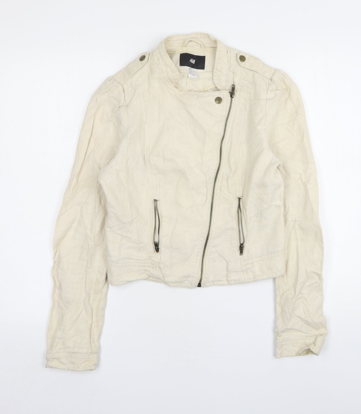 H&M Womens Beige   Biker Jacket Size 8