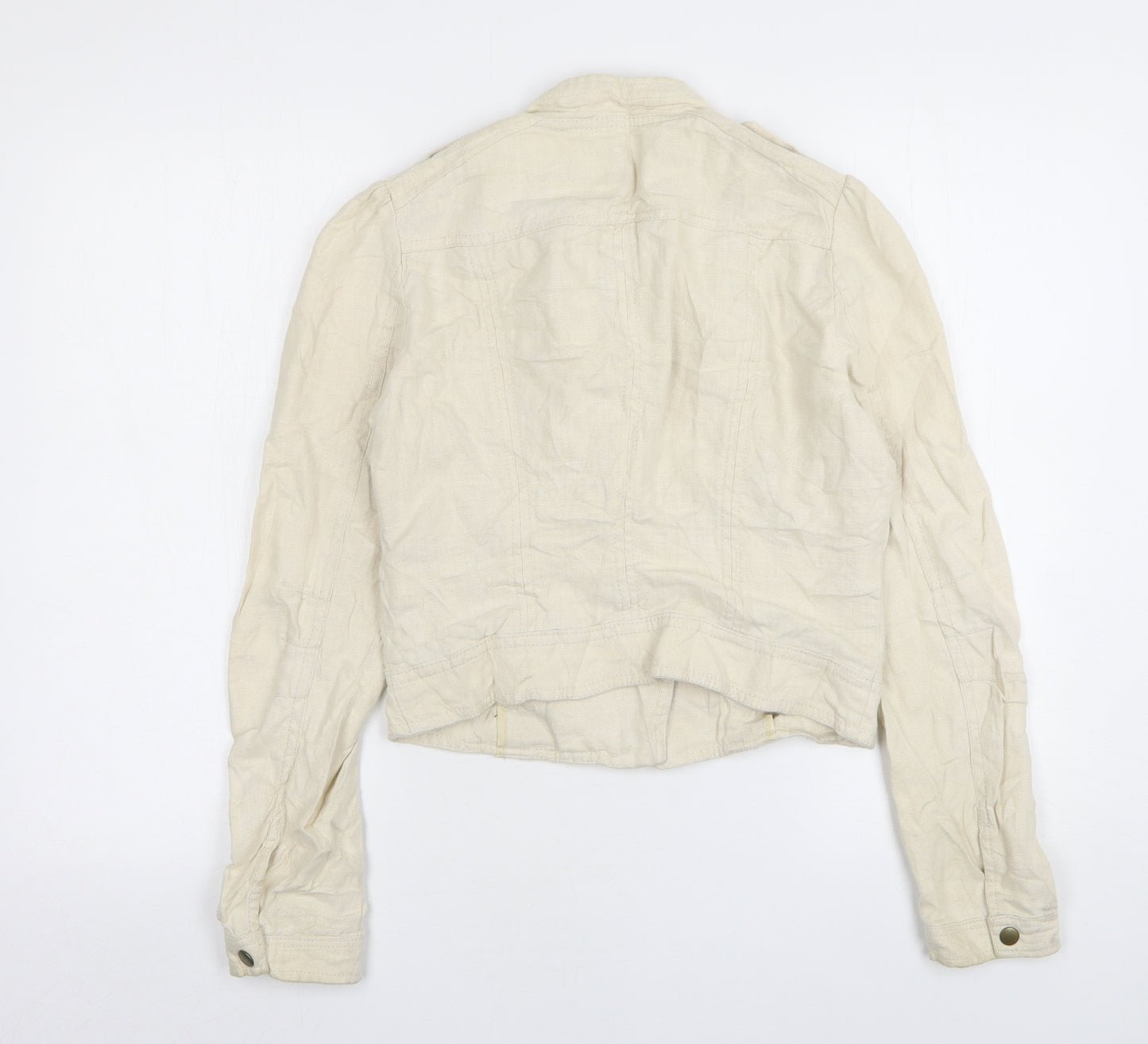 H&M Womens Beige   Biker Jacket Size 8