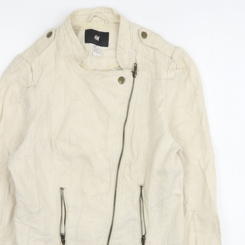 H&M Womens Beige   Biker Jacket Size 8