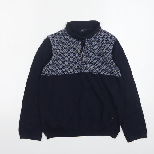 NEXT Boys Blue Geometric Cotton Basic Polo Size 9 Years Collared