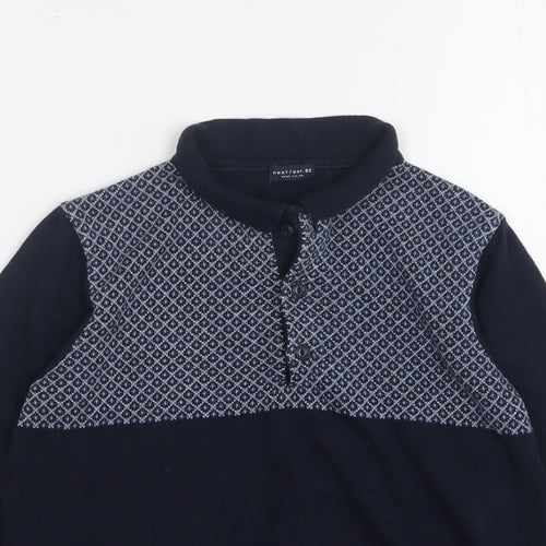 NEXT Boys Blue Geometric Cotton Basic Polo Size 9 Years Collared