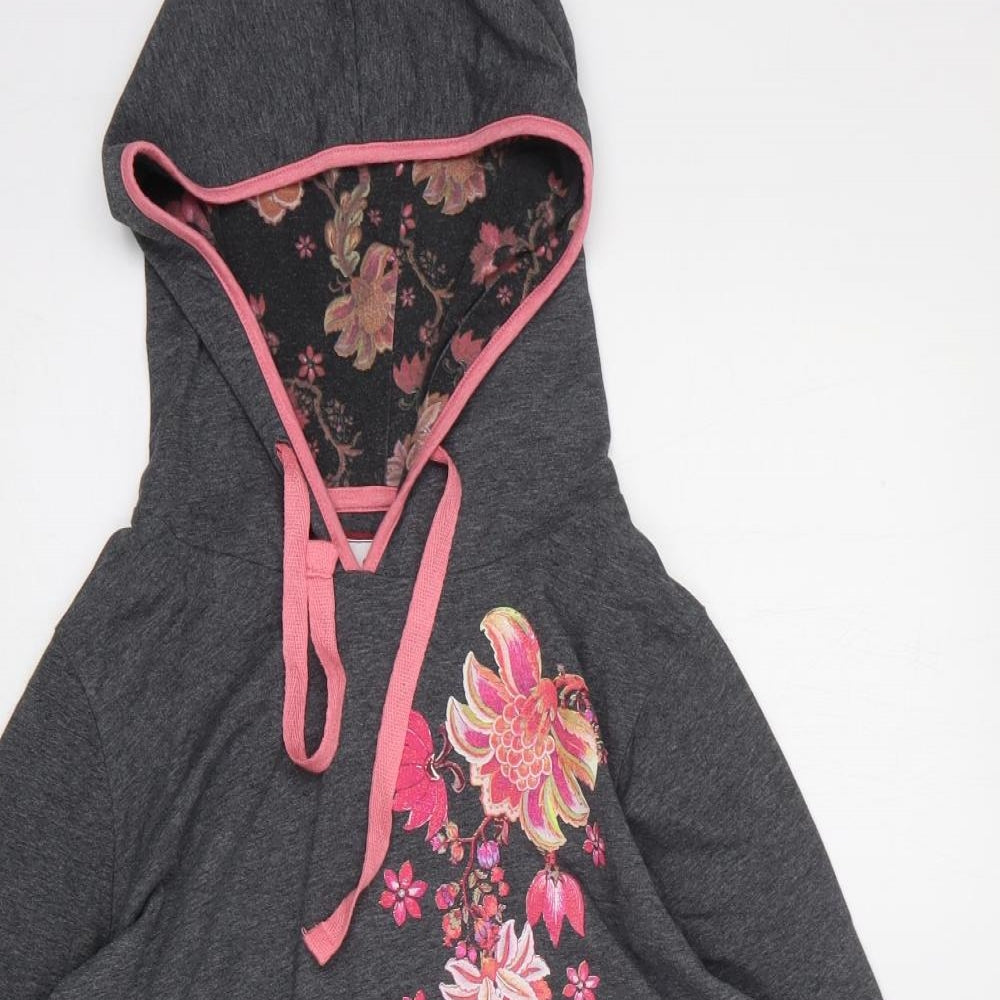 Joe Browns  Womens Grey Floral Polyester Pullover Hoodie Size 12