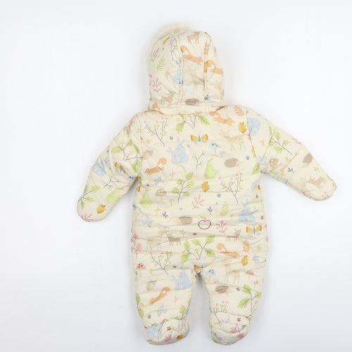 George Girls Beige Floral  Rain Coat Snowsuit Size 0-3 Months