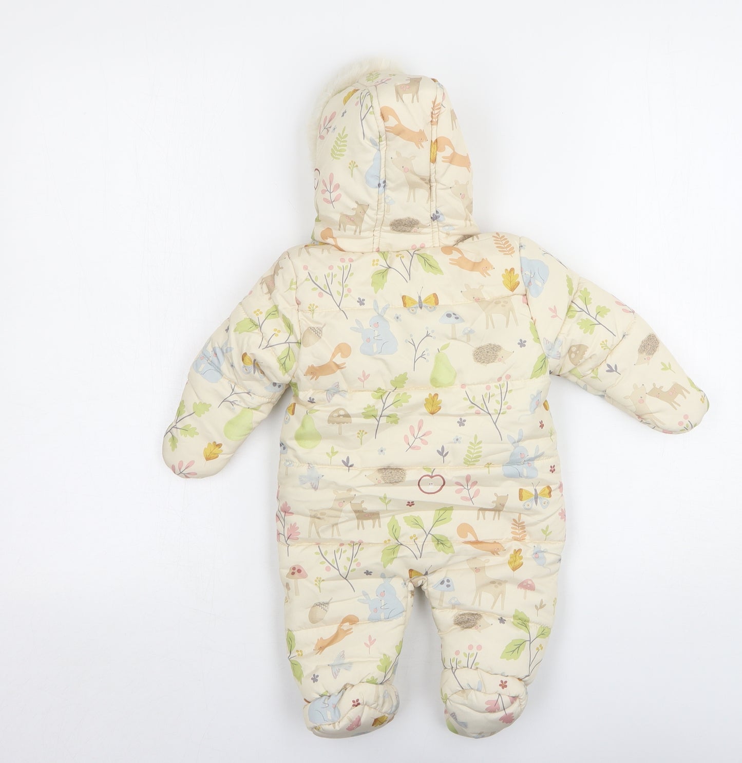 George Girls Beige Floral  Rain Coat Snowsuit Size 0-3 Months