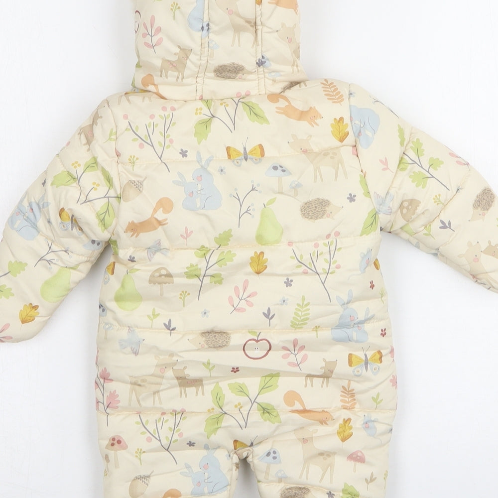 George Girls Beige Floral  Rain Coat Snowsuit Size 0-3 Months