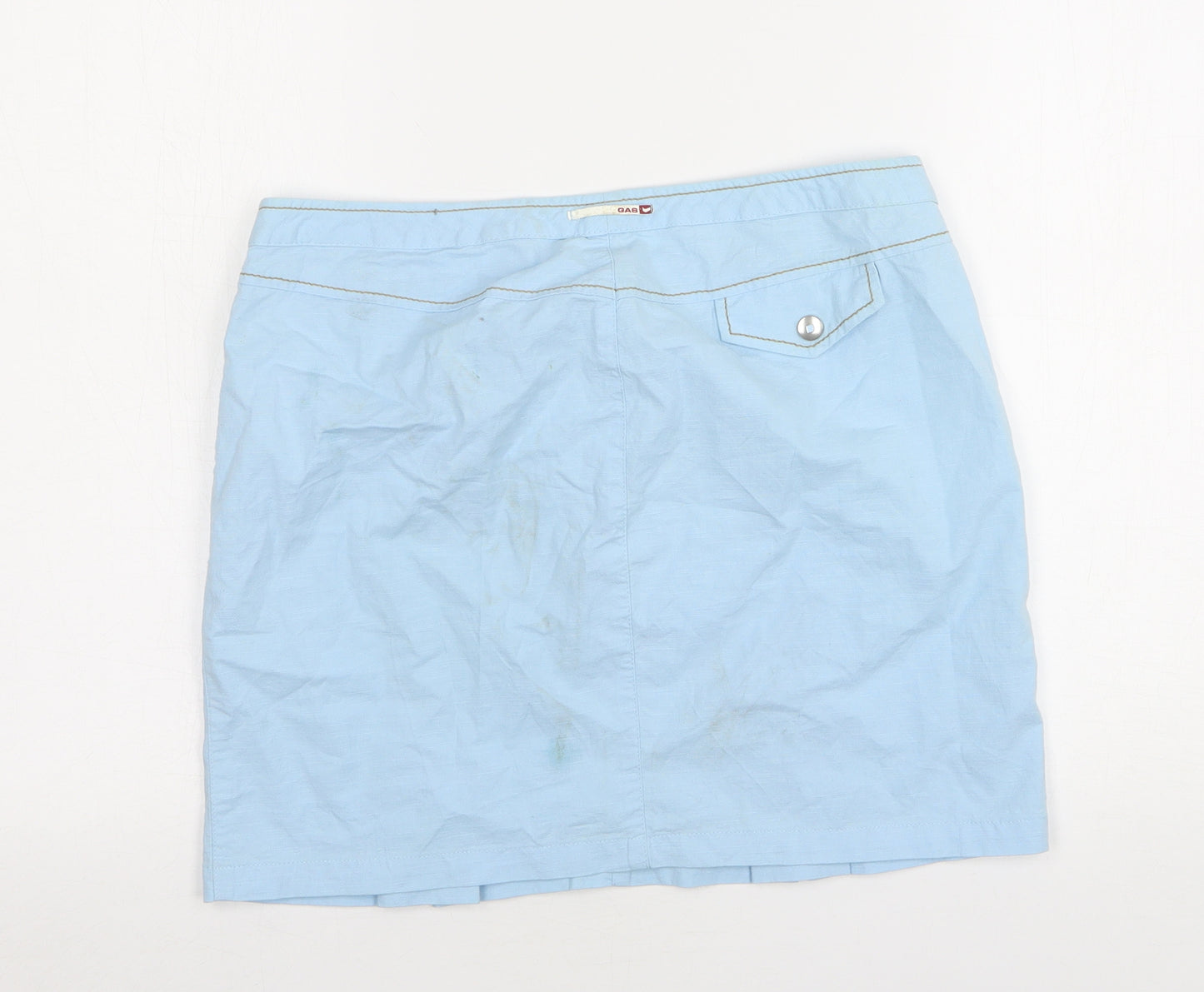 GAS Womens Blue  Linen Mini Skirt Size L