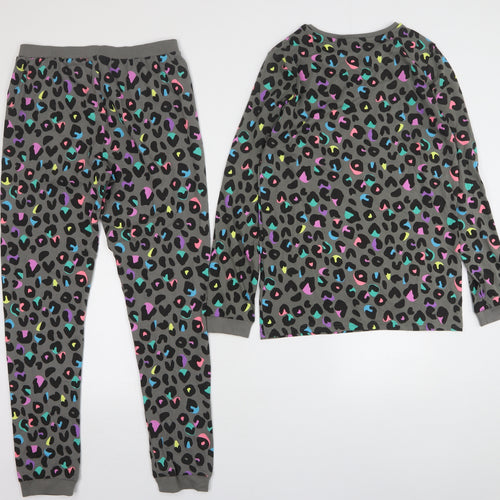 Marks and Spencer Girls Green Animal Print Cotton Top Pyjama Set Size 13-14 Years