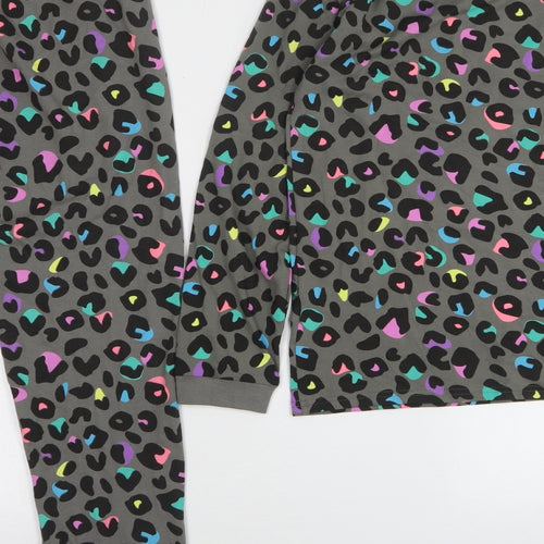 Marks and Spencer Girls Green Animal Print Cotton Top Pyjama Set Size 13-14 Years